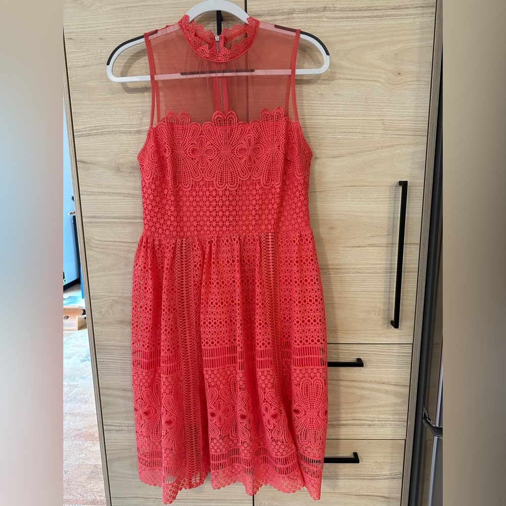 Coral lace dress, Just Me, size M